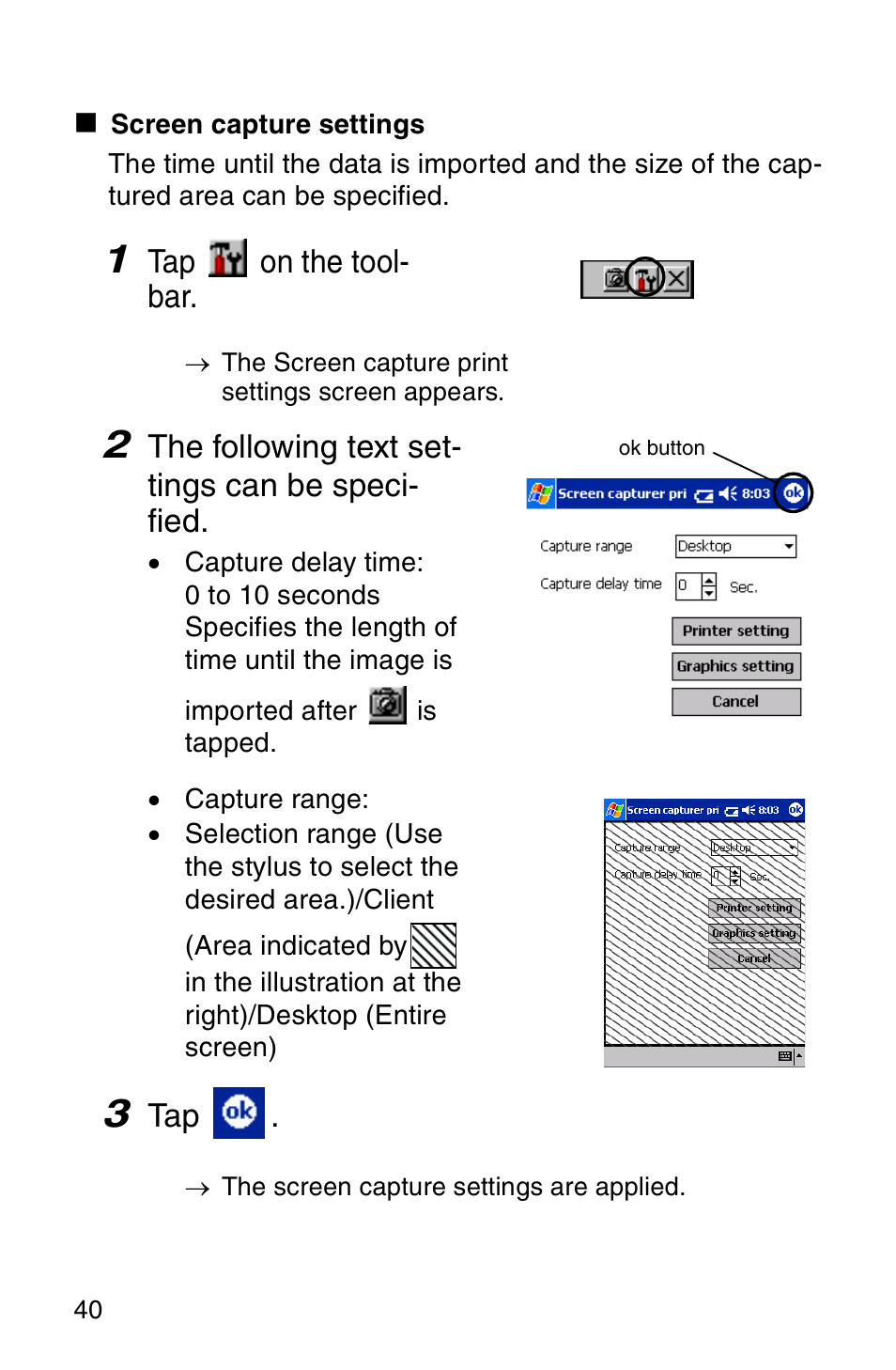 Tap on the tool- bar, The following text set- tings can be speci- fied | Brother MW-260 User Manual | Page 42 / 48