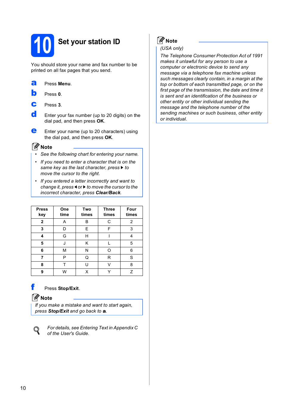 10 set your station id, Set your station id | Brother MFC-5490CN User Manual | Page 10 / 34