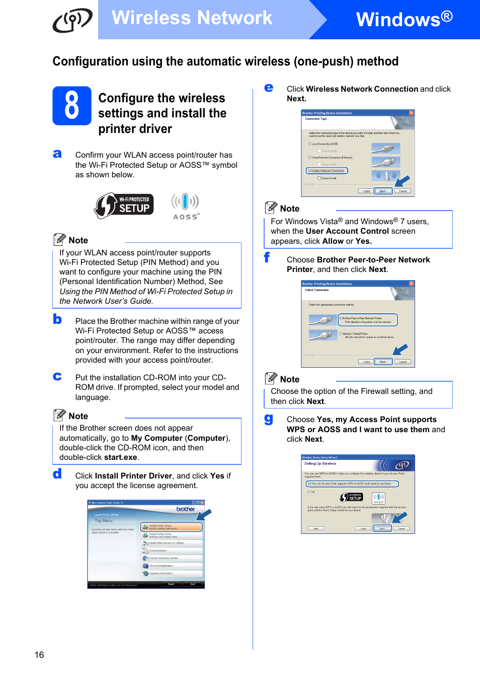 Windows, Wireless network | Brother HL 2270DW User Manual | Page 16 / 35