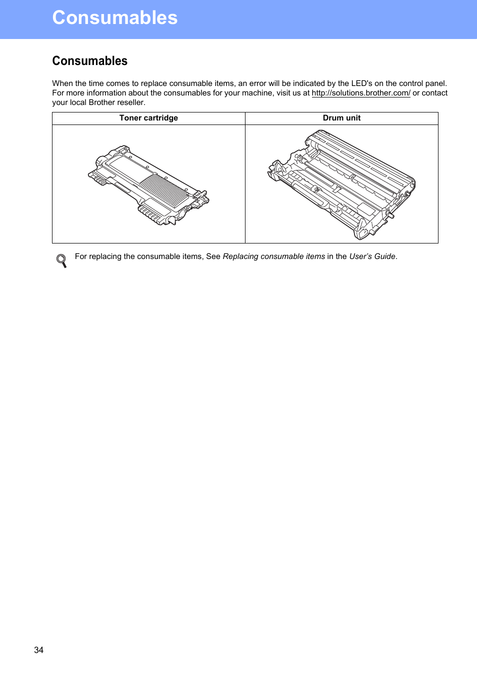 Consumables | Brother HL 2270DW User Manual | Page 34 / 35