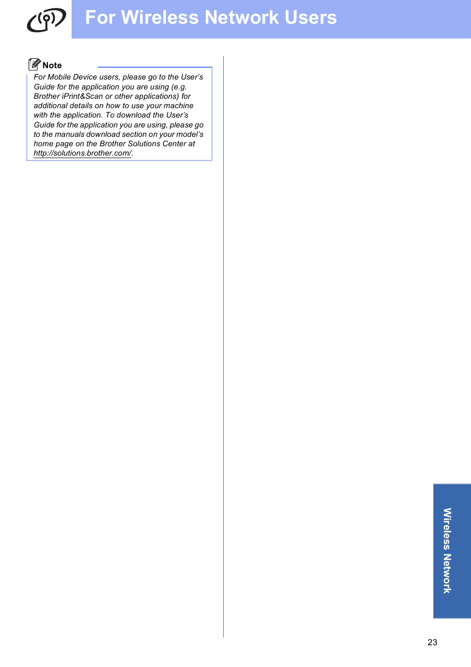 For wireless network users | Brother ADS-2500W User Manual | Page 23 / 36