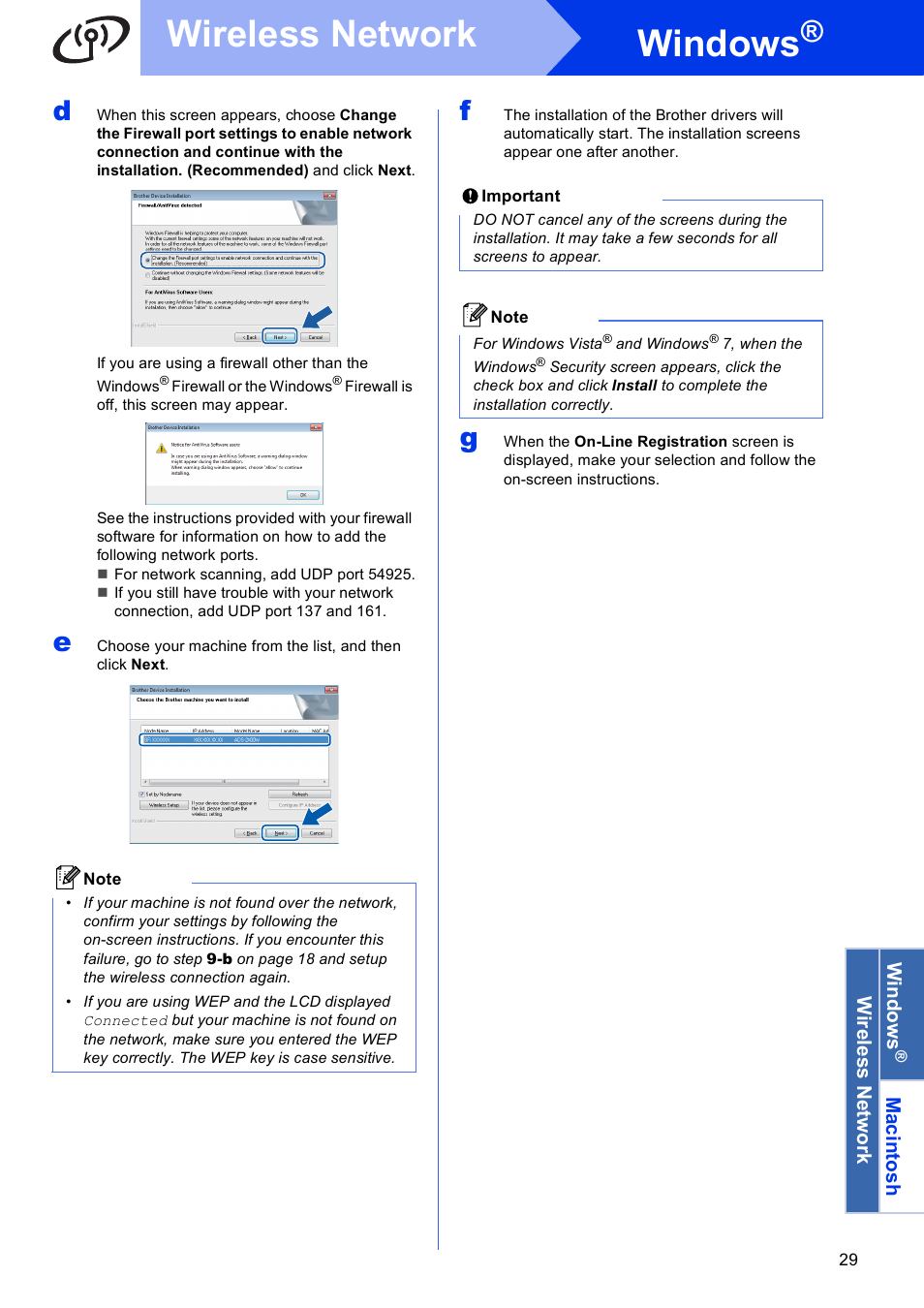 Windows, Wireless network | Brother ADS-2500W User Manual | Page 29 / 36