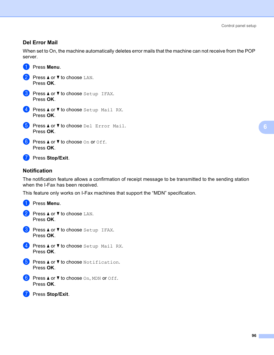 Del error mail, Notification | Brother MFC 9840CDW User Manual | Page 106 / 204