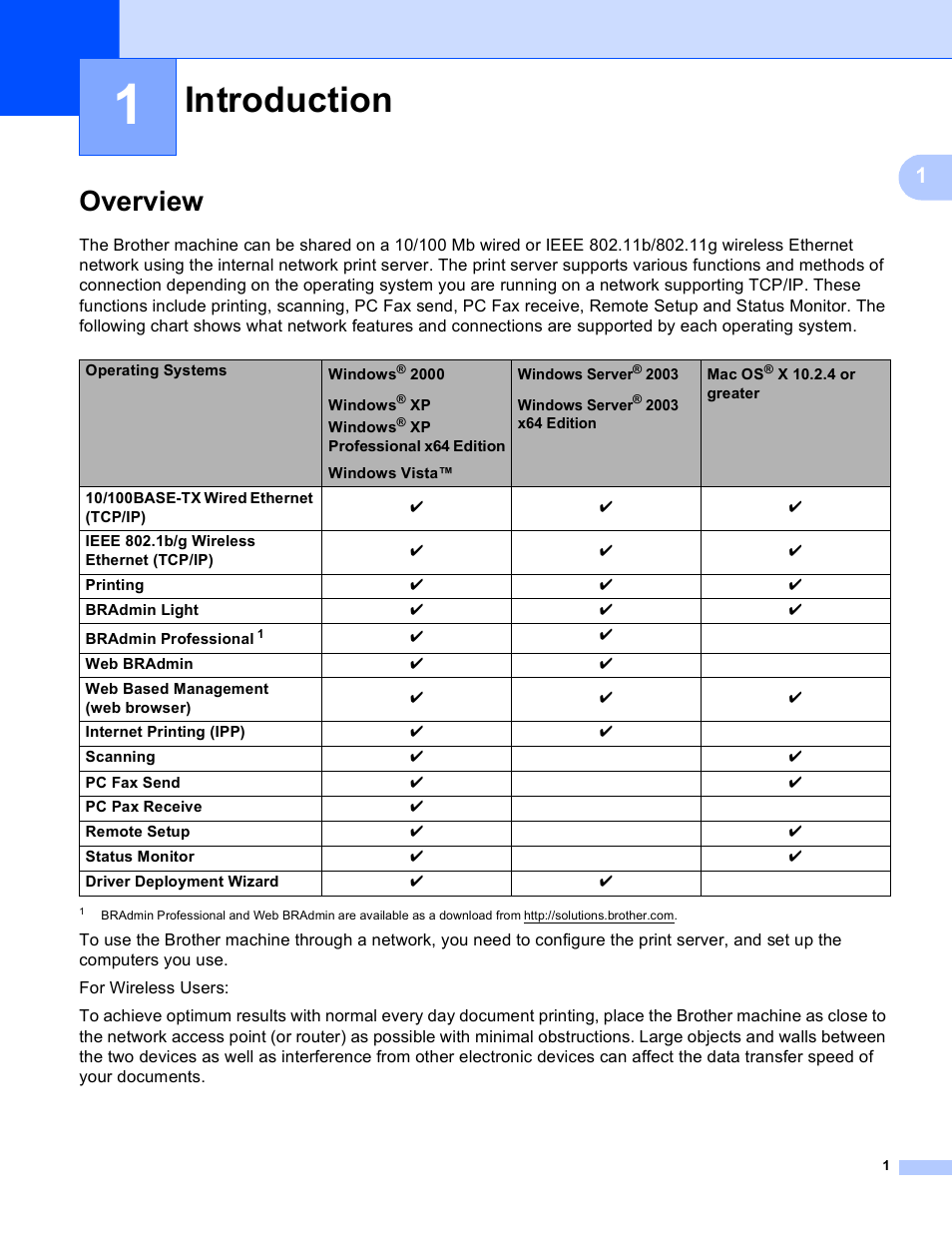 1 introduction, Overview, Introduction | Brother MFC 9840CDW User Manual | Page 11 / 204