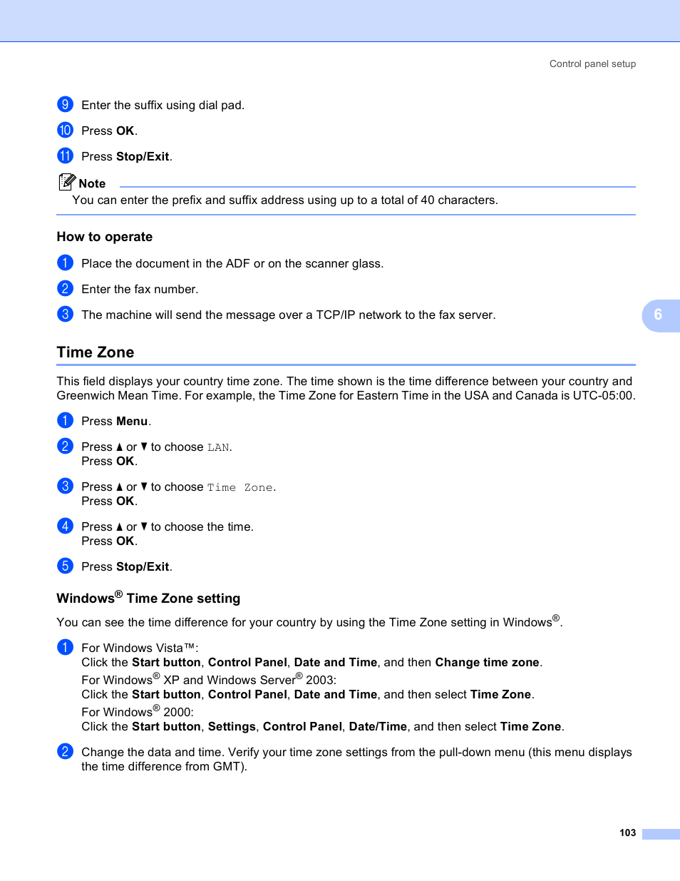 How to operate, Time zone, Windows® time zone setting | Brother MFC 9840CDW User Manual | Page 113 / 204