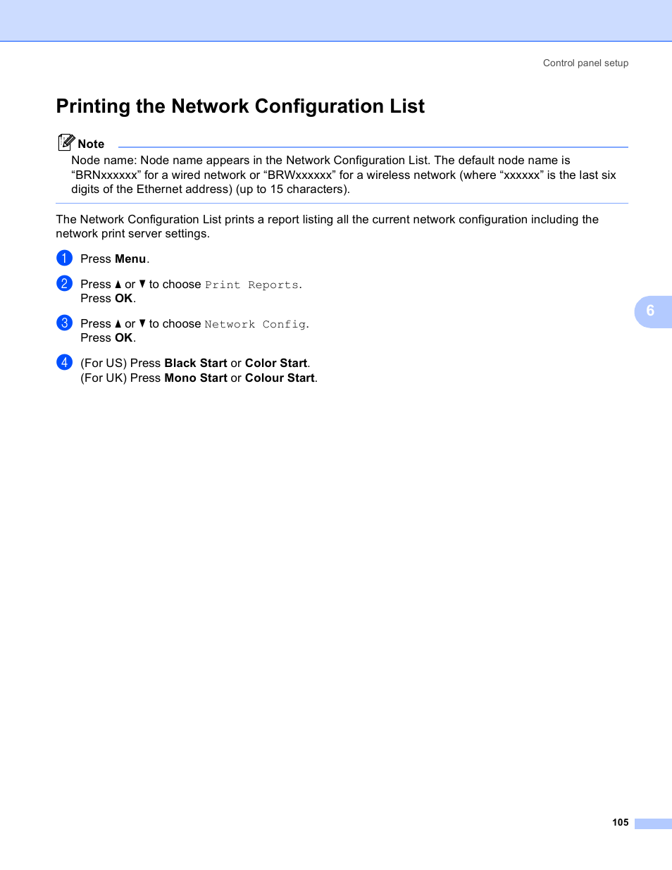 Printing the network configuration list | Brother MFC 9840CDW User Manual | Page 115 / 204