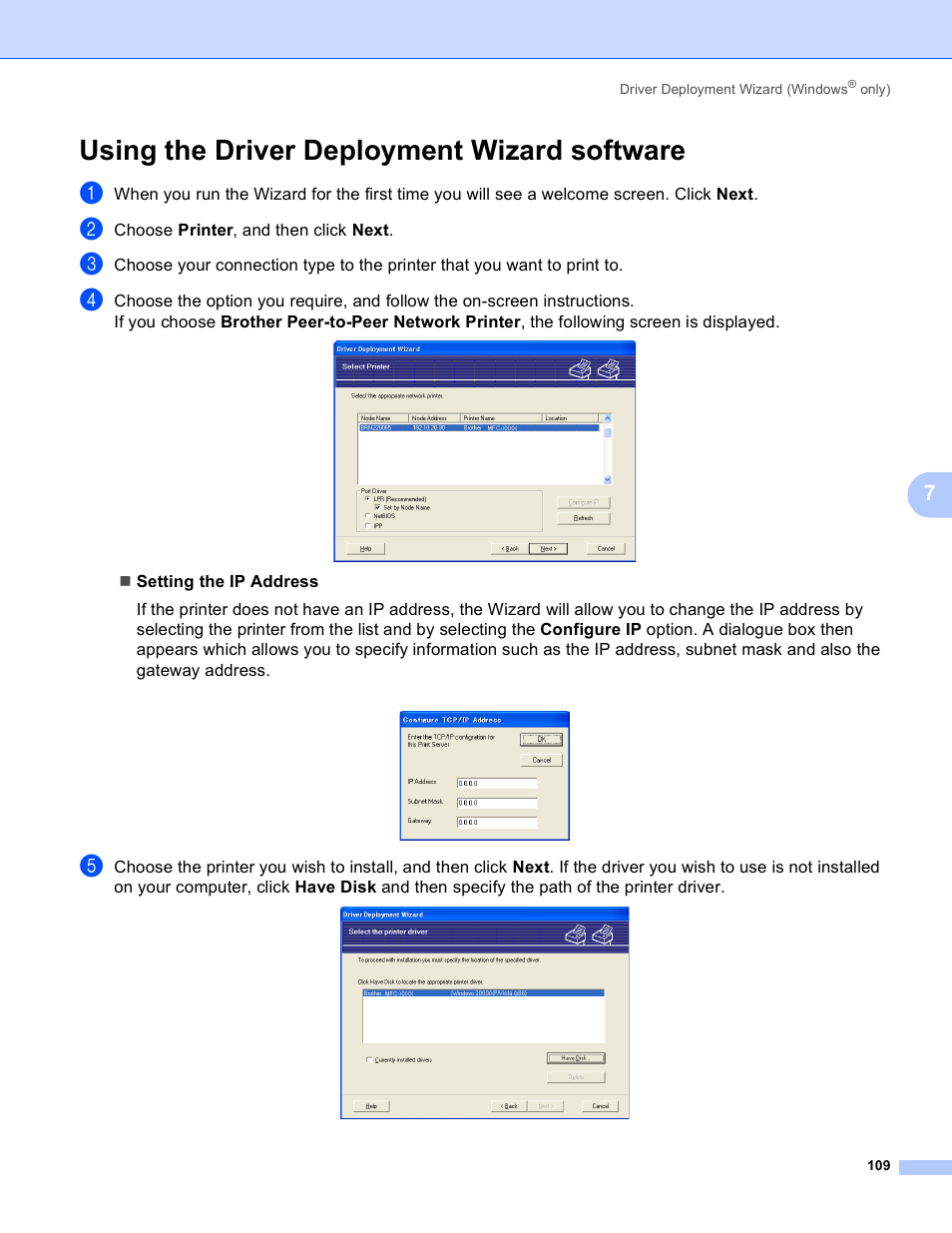 Using the driver deployment wizard software | Brother MFC 9840CDW User Manual | Page 119 / 204