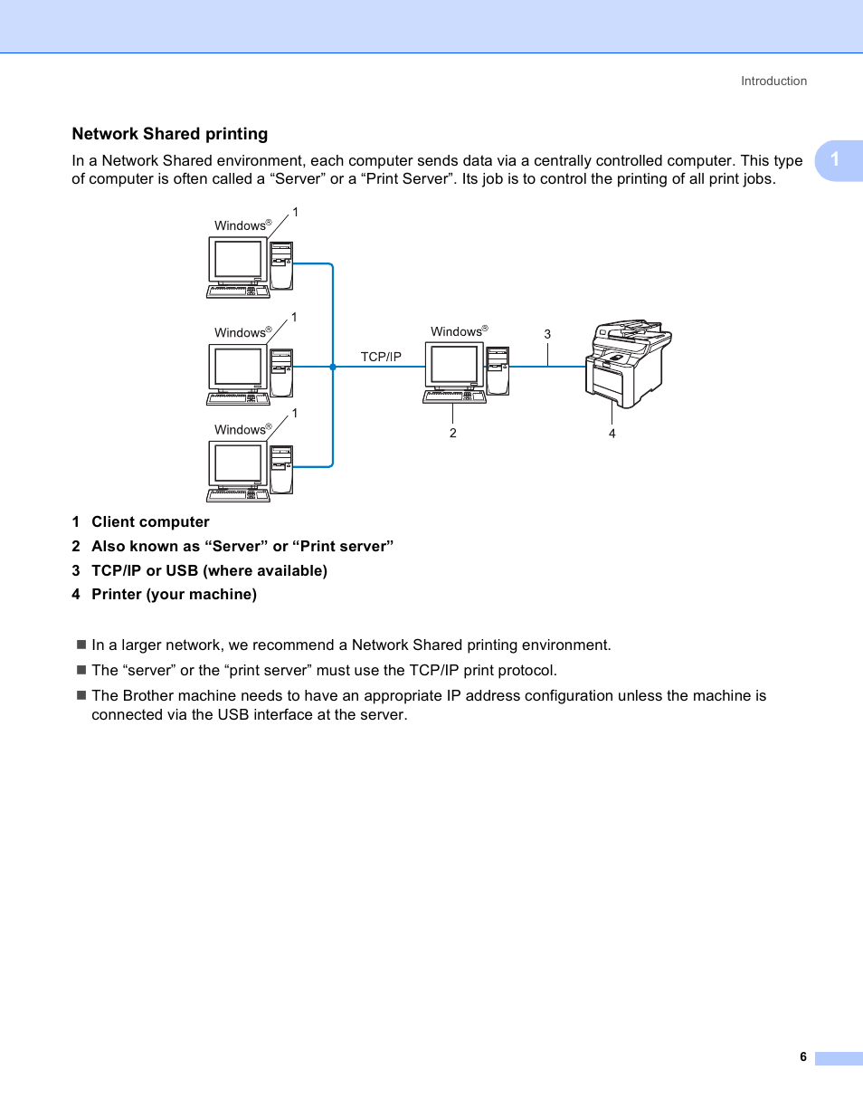 Network shared printing | Brother MFC 9840CDW User Manual | Page 16 / 204