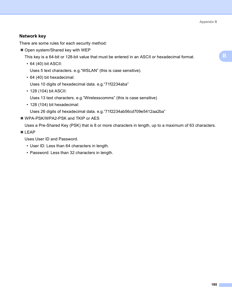 Network key | Brother MFC 9840CDW User Manual | Page 190 / 204