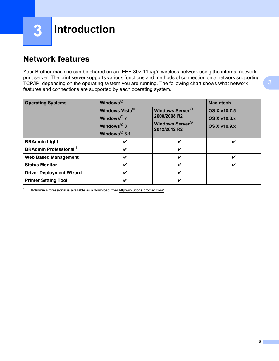 3 introduction, Network features, Introduction | Brother PT-E550W User Manual | Page 11 / 58