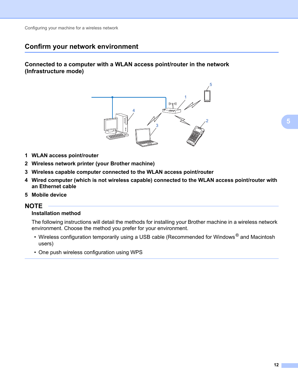 Confirm your network environment, 5confirm your network environment | Brother PT-E550W User Manual | Page 17 / 58