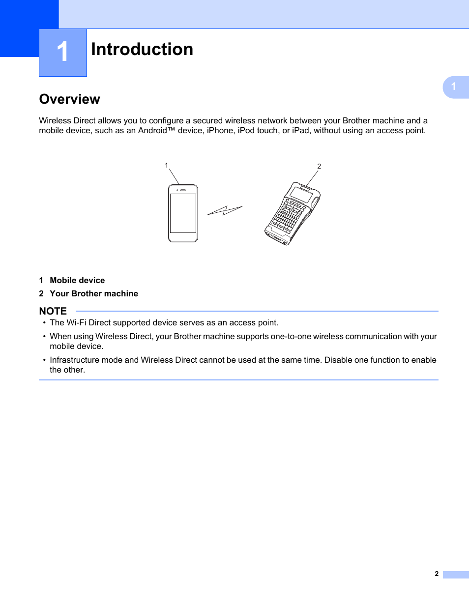 1 introduction, Overview, Introduction | Brother PT-E550W User Manual | Page 7 / 58