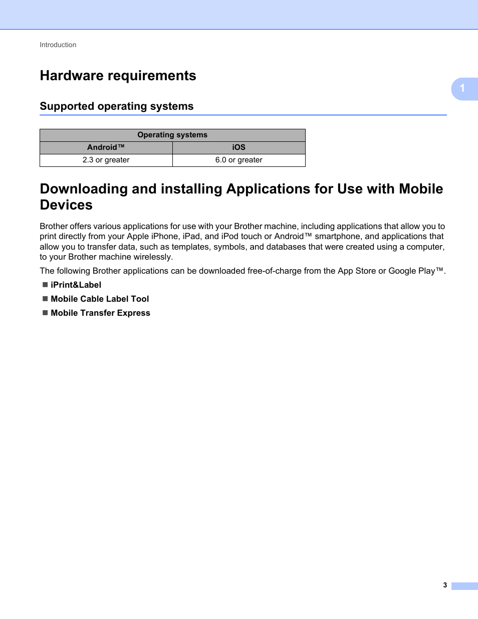 Hardware requirements, Supported operating systems | Brother PT-E550W User Manual | Page 8 / 58