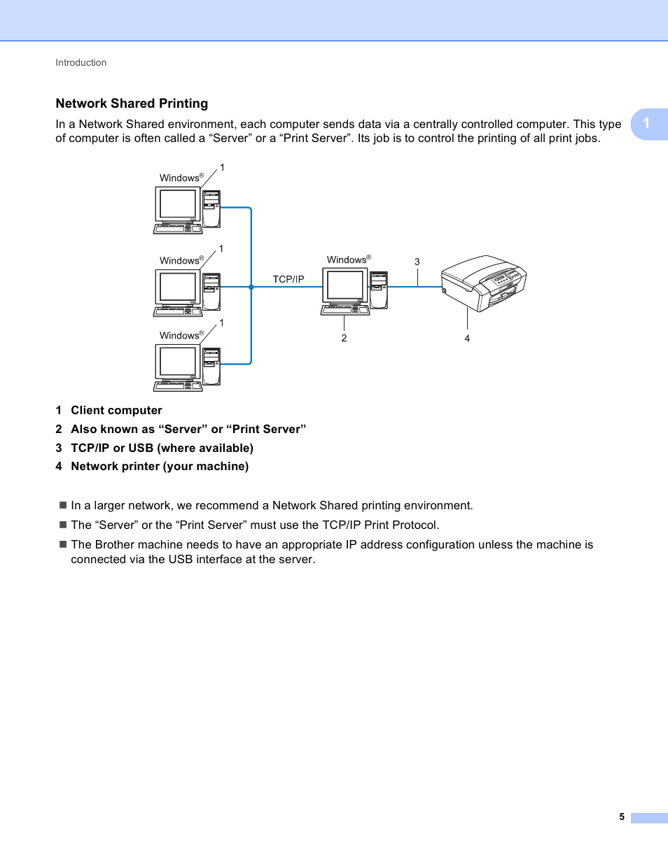 Network shared printing | Brother MFC-J410W User Manual | Page 12 / 122