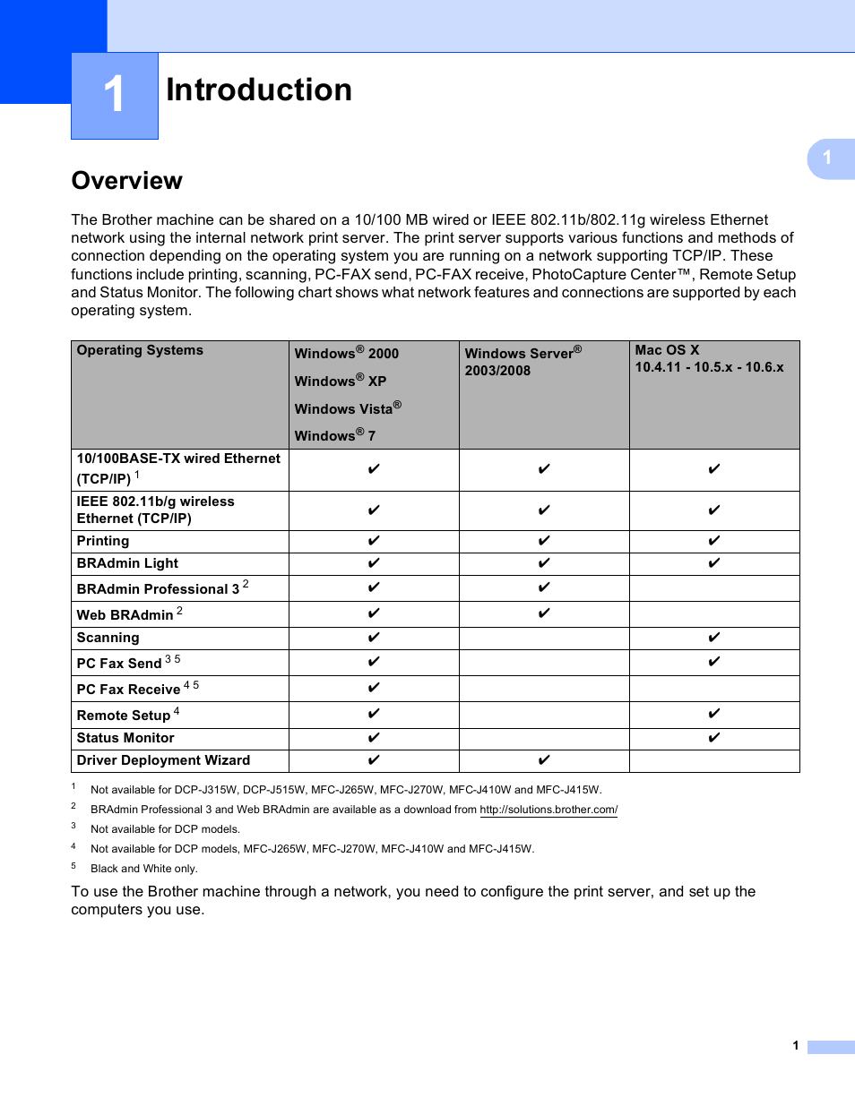 1 introduction, Overview, Introduction | Brother MFC-J410W User Manual | Page 8 / 122