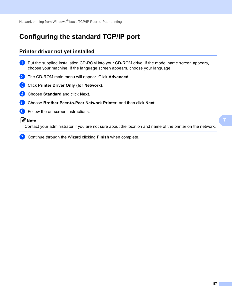 Configuring the standard tcp/ip port, Printer driver not yet installed | Brother MFC-J410W User Manual | Page 94 / 122