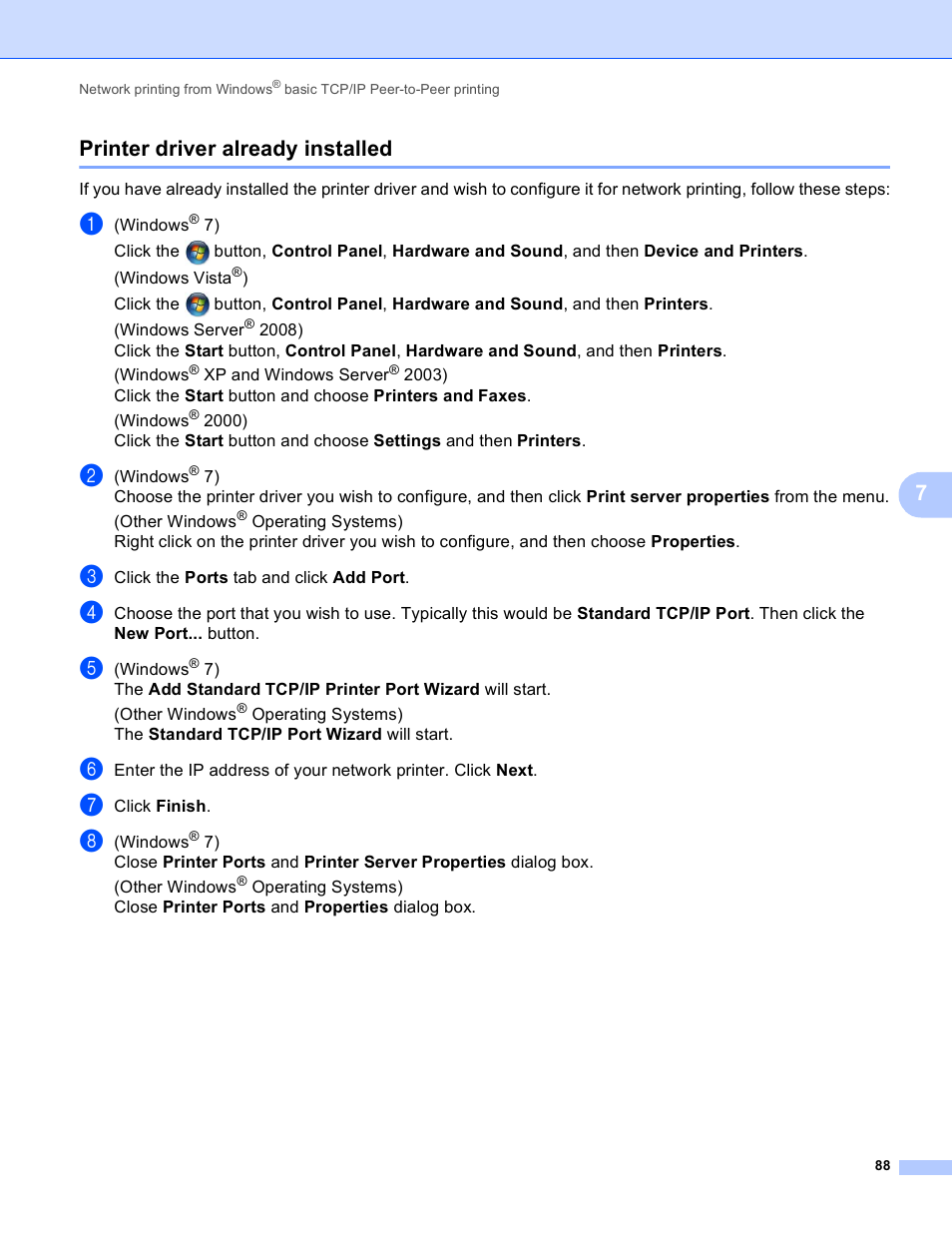 Printer driver already installed, 7printer driver already installed | Brother MFC-J410W User Manual | Page 95 / 122