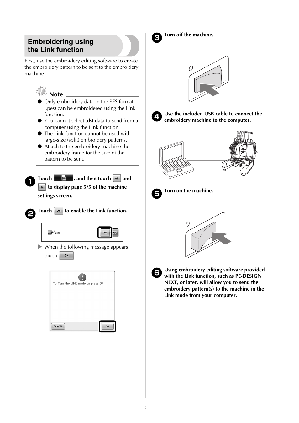 Embroidering using the link function | Brother PR-650 650C User Manual | Page 2 / 8