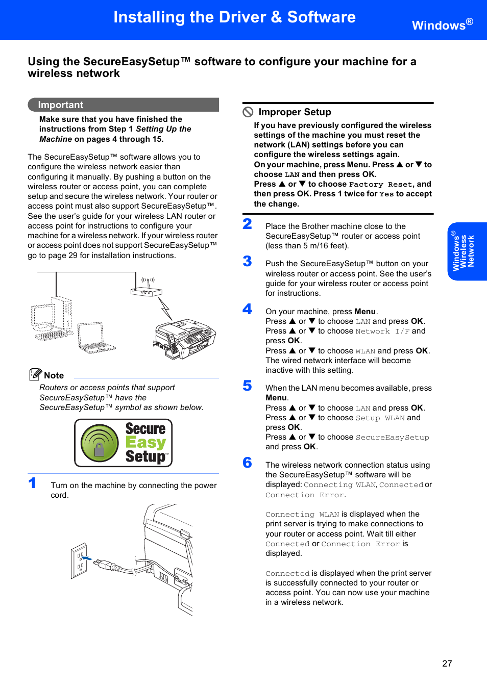Installing the driver & software, Windows | Brother MFC-845CW User Manual | Page 29 / 57