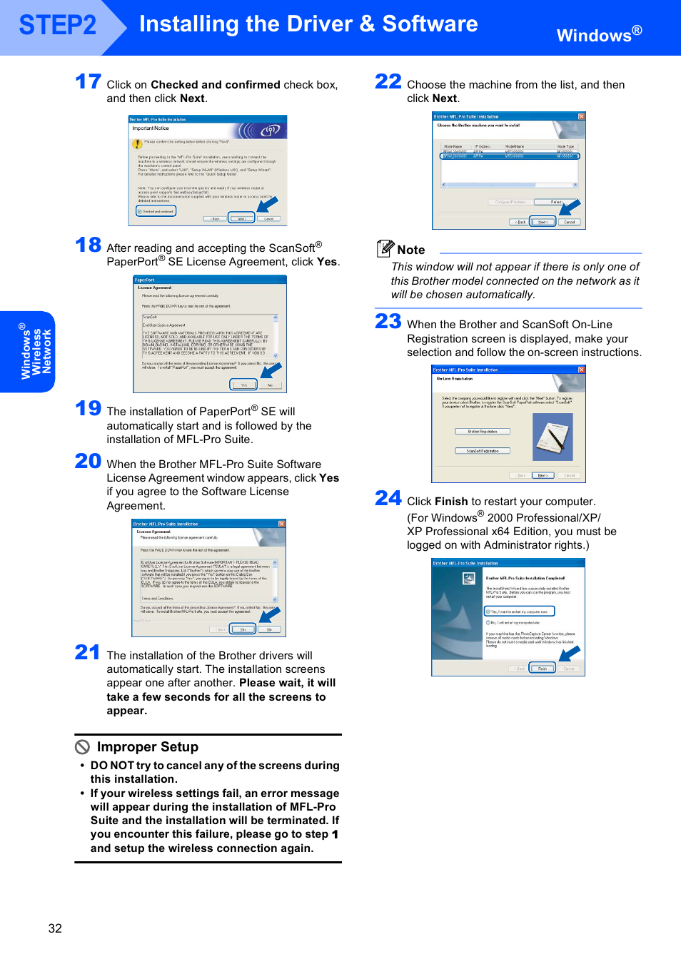 Step2, Installing the driver & software, Windows | Brother MFC-845CW User Manual | Page 34 / 57