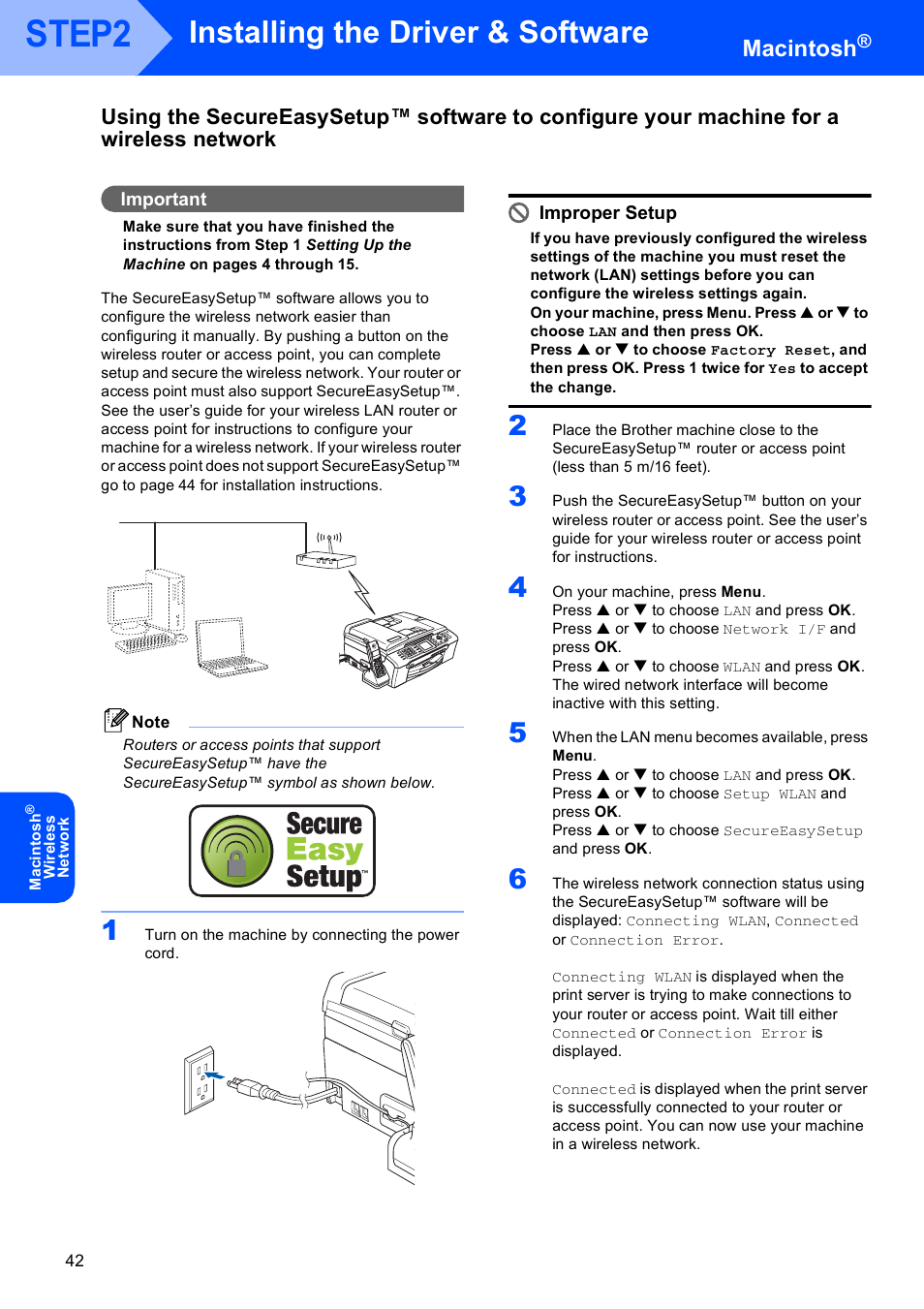 Step2, Installing the driver & software, Macintosh | Brother MFC-845CW User Manual | Page 44 / 57