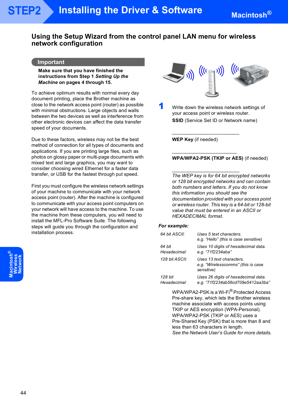 Step2, Installing the driver & software, Macintosh | Brother MFC-845CW User Manual | Page 46 / 57