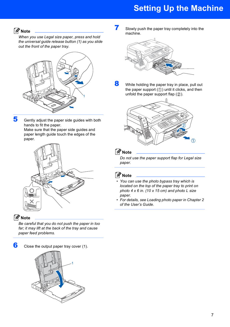 Setting up the machine | Brother MFC-845CW User Manual | Page 9 / 57