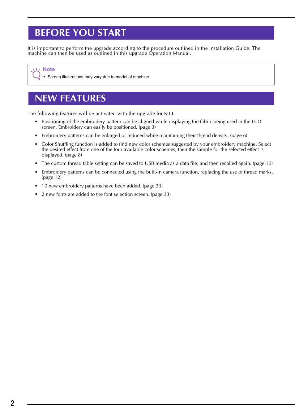 Before you start, New features, Before you start new features | Brother PR-1000 User Manual | Page 3 / 38