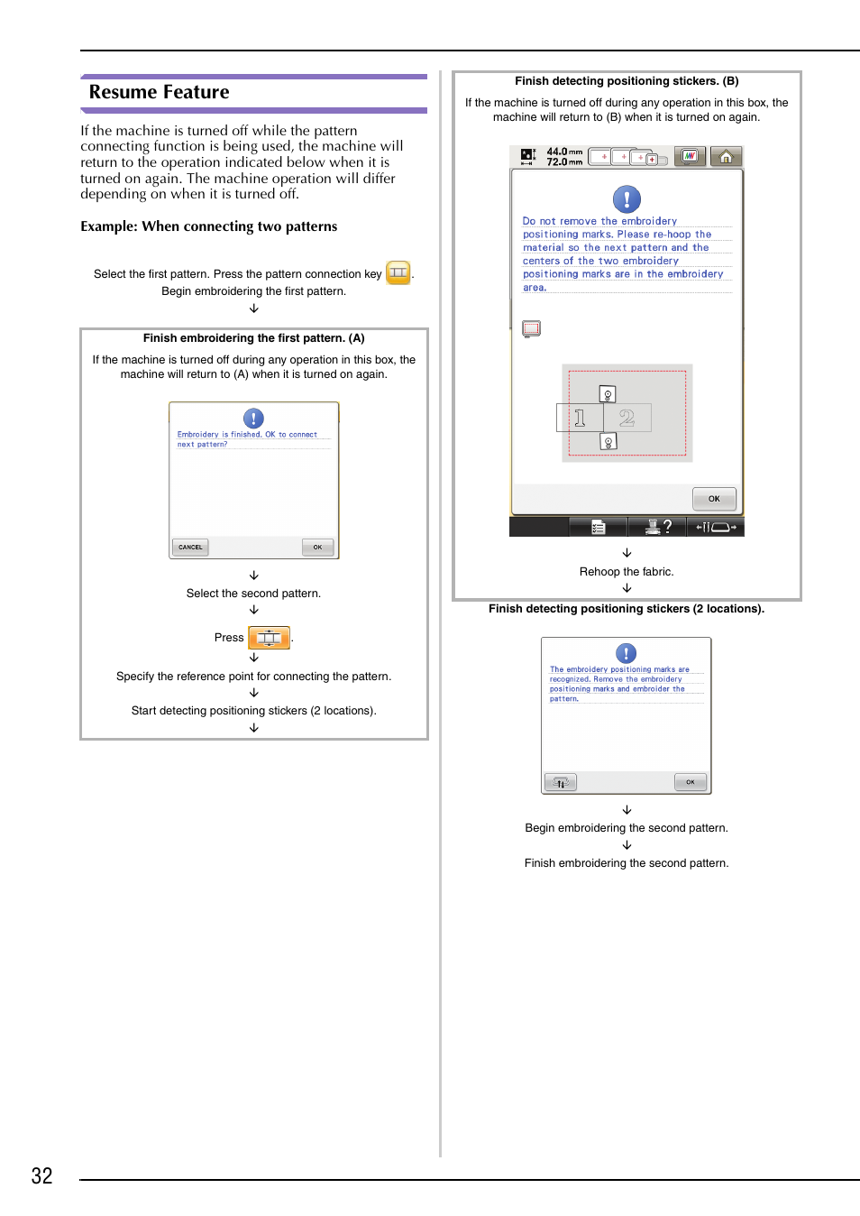 Resume feature | Brother PR-1000 User Manual | Page 33 / 38