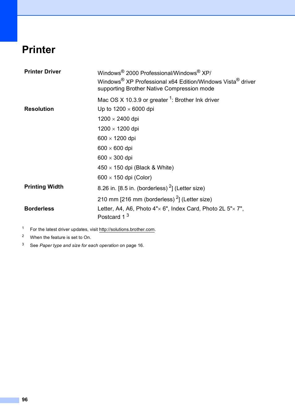 Printer | Brother DCP-375CW User Manual | Page 108 / 118