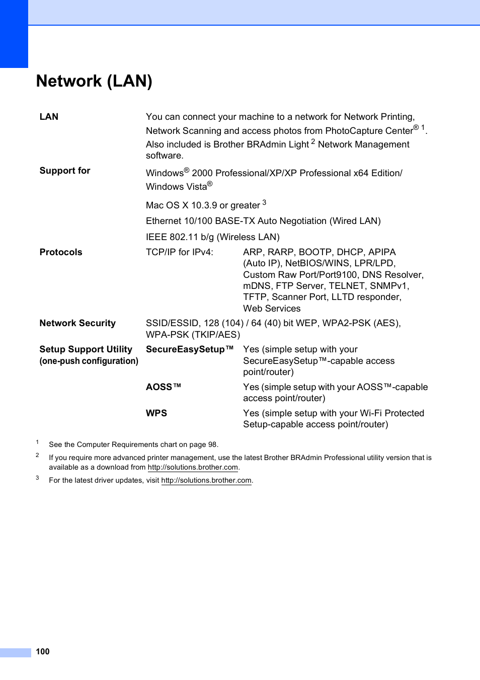 Network (lan) | Brother DCP-375CW User Manual | Page 112 / 118