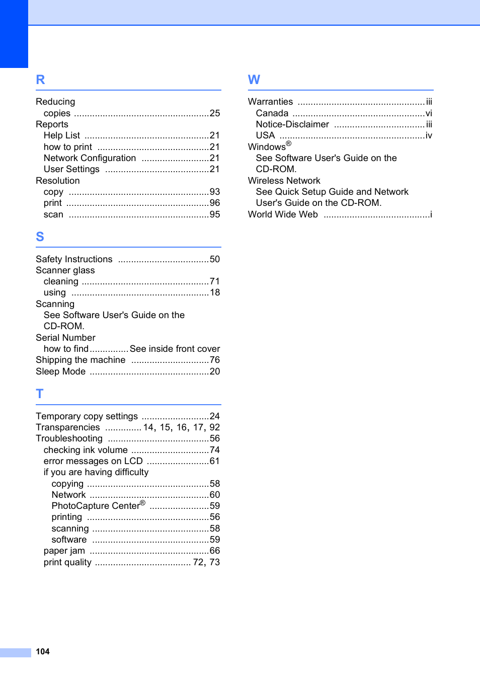 Brother DCP-375CW User Manual | Page 116 / 118