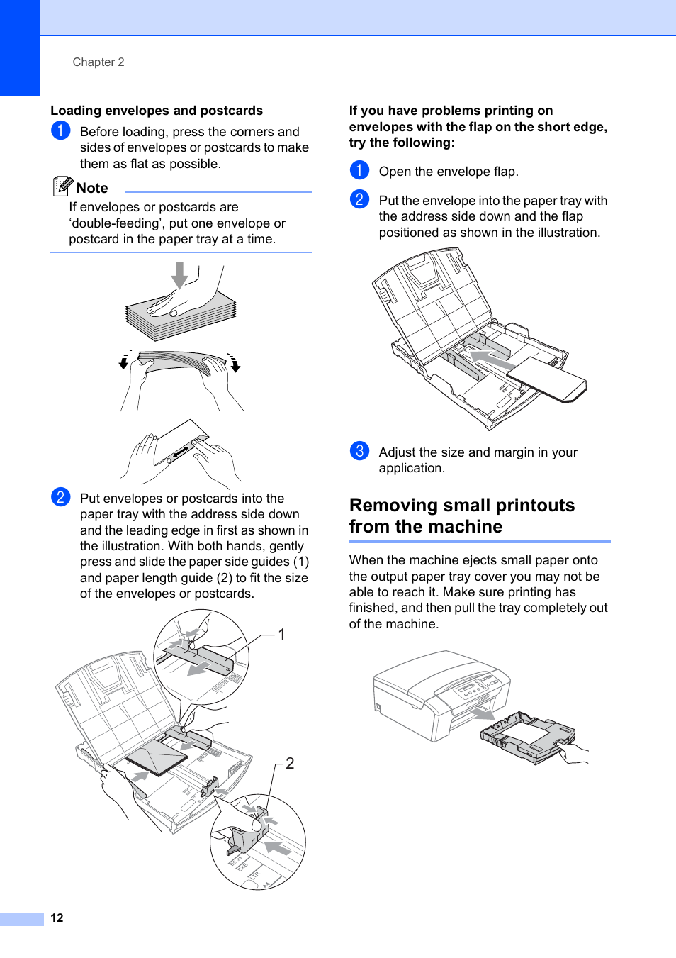 Removing small printouts from the machine | Brother DCP-375CW User Manual | Page 24 / 118