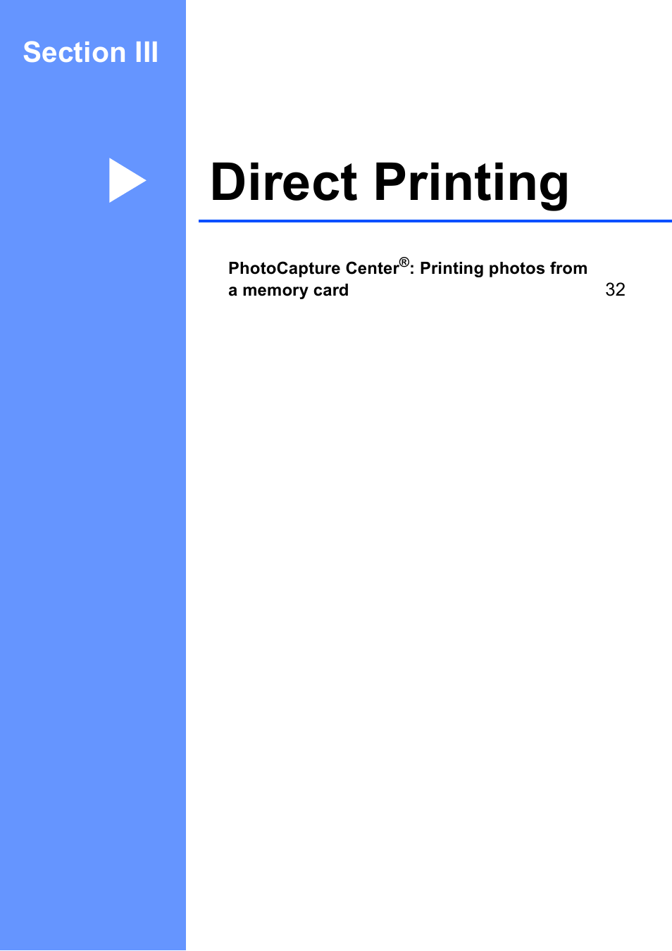 Section iii: direct printing, Section iii direct printing, Direct printing | Brother DCP-375CW User Manual | Page 43 / 118
