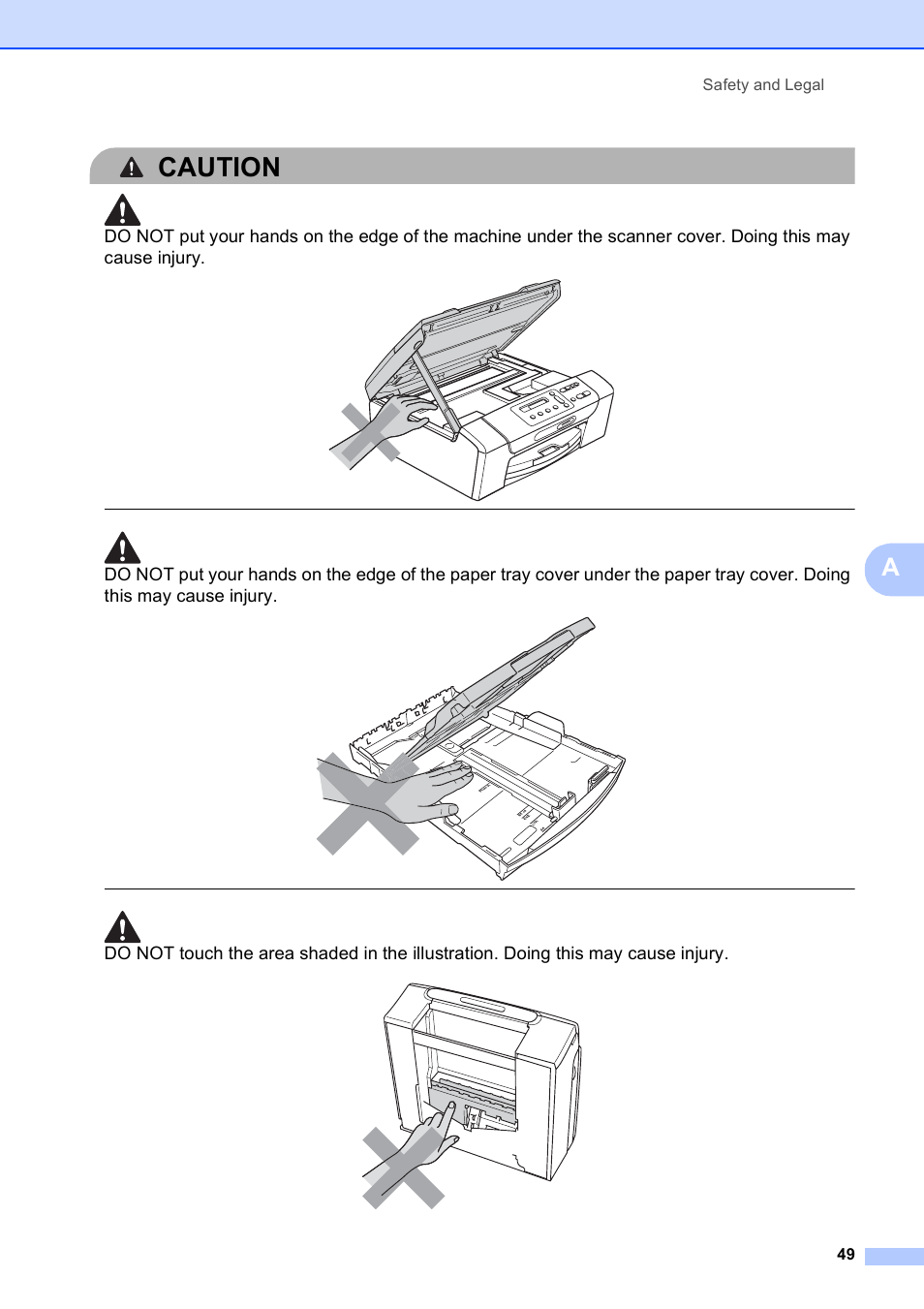 Caution, Safety and legal 49 | Brother DCP-375CW User Manual | Page 61 / 118