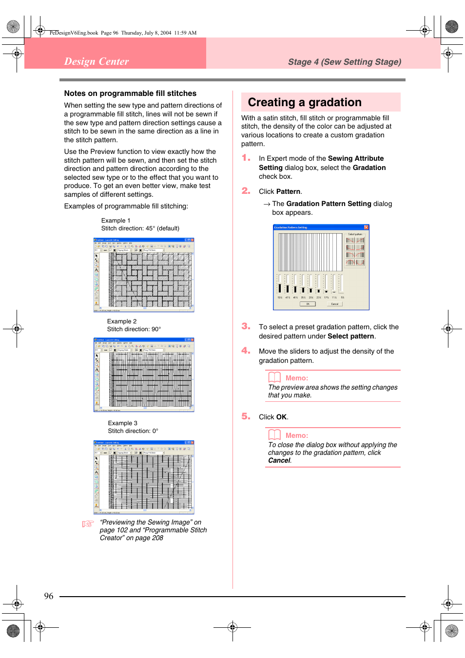 Creating a gradation, Design center | Brother PE-DESIGN Ver.6 User Manual | Page 104 / 272