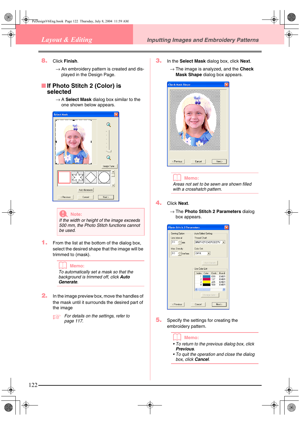Layout & editing | Brother PE-DESIGN Ver.6 User Manual | Page 130 / 272