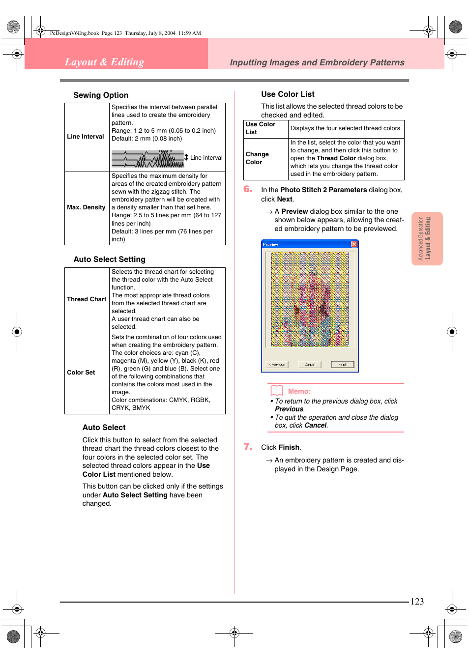 Layout & editing | Brother PE-DESIGN Ver.6 User Manual | Page 131 / 272