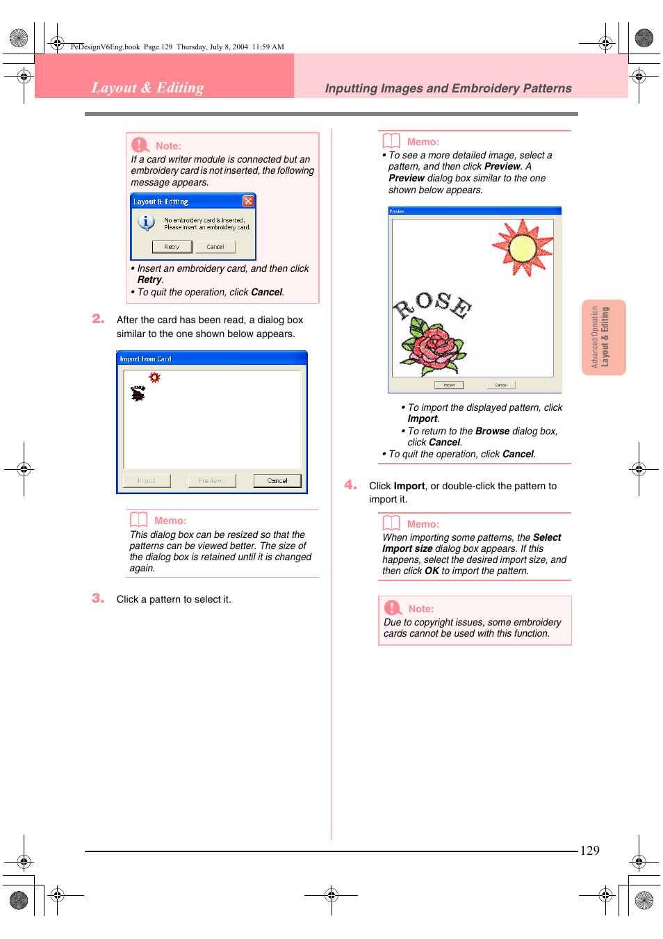Layout & editing | Brother PE-DESIGN Ver.6 User Manual | Page 137 / 272