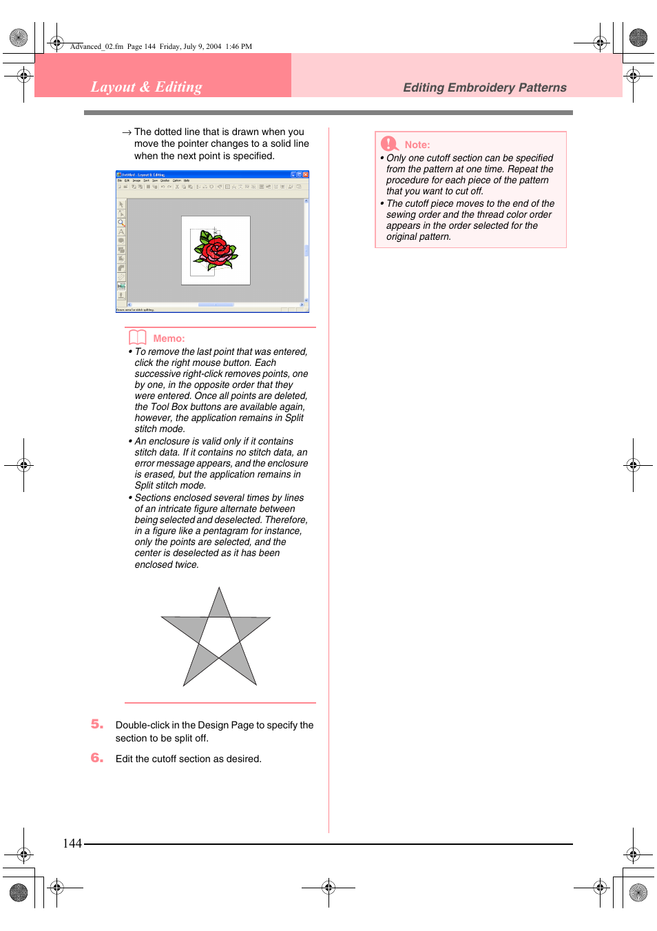 Layout & editing | Brother PE-DESIGN Ver.6 User Manual | Page 152 / 272