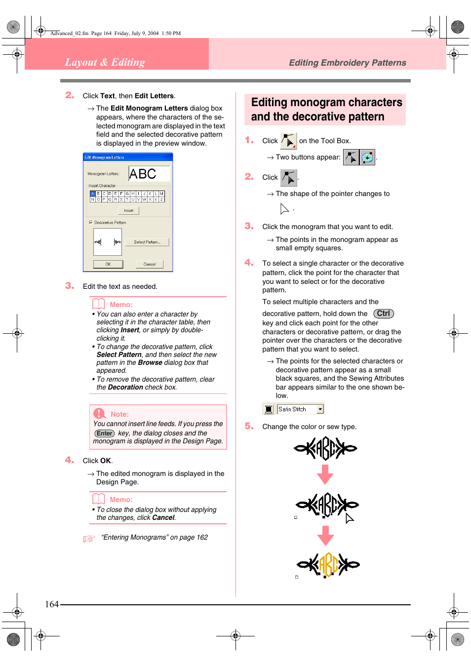 Layout & editing | Brother PE-DESIGN Ver.6 User Manual | Page 172 / 272
