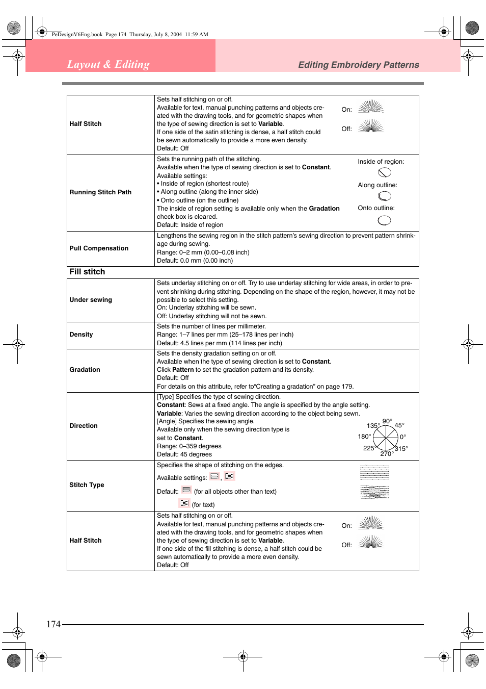 Layout & editing, Editing embroidery patterns | Brother PE-DESIGN Ver.6 User Manual | Page 182 / 272