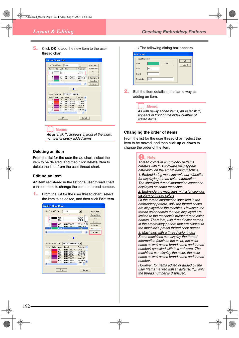 Layout & editing | Brother PE-DESIGN Ver.6 User Manual | Page 200 / 272