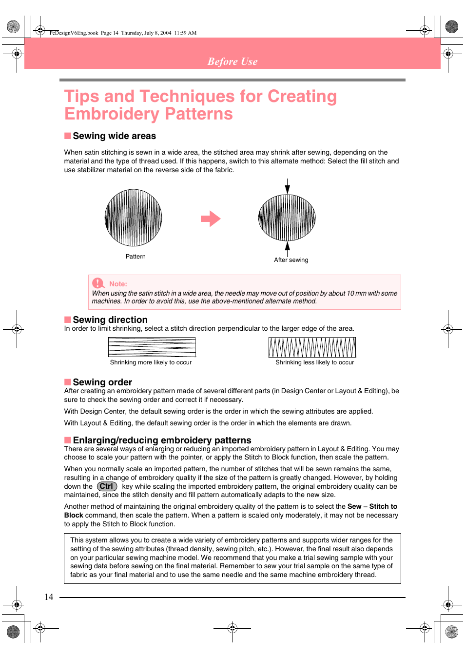 Before use | Brother PE-DESIGN Ver.6 User Manual | Page 22 / 272