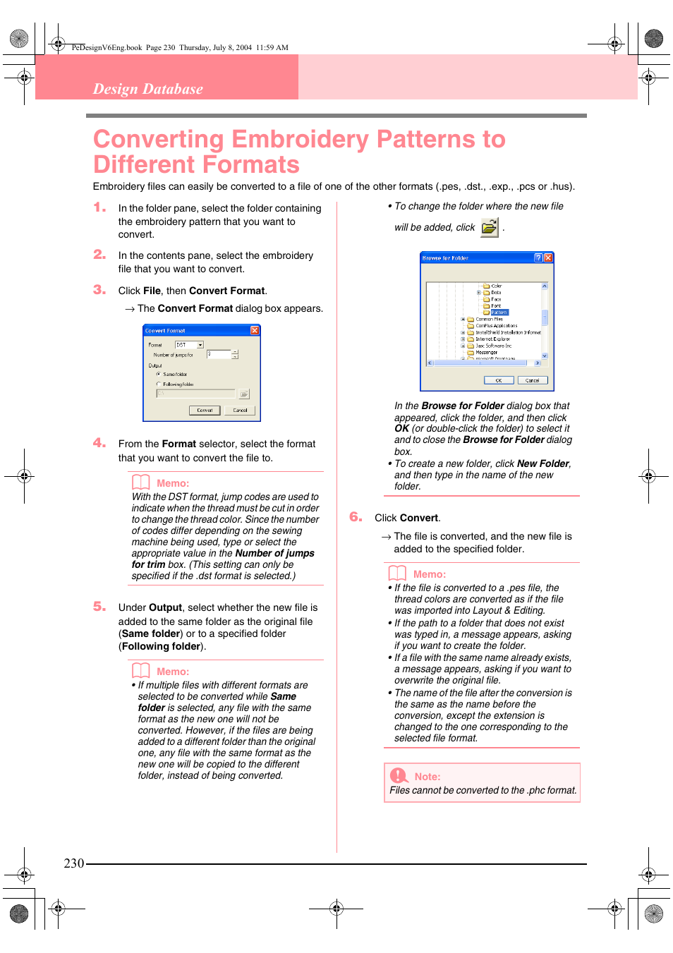 Design database | Brother PE-DESIGN Ver.6 User Manual | Page 238 / 272