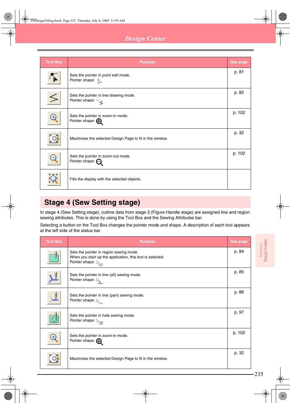 Stage 4 (sew setting stage), Design center | Brother PE-DESIGN Ver.6 User Manual | Page 243 / 272