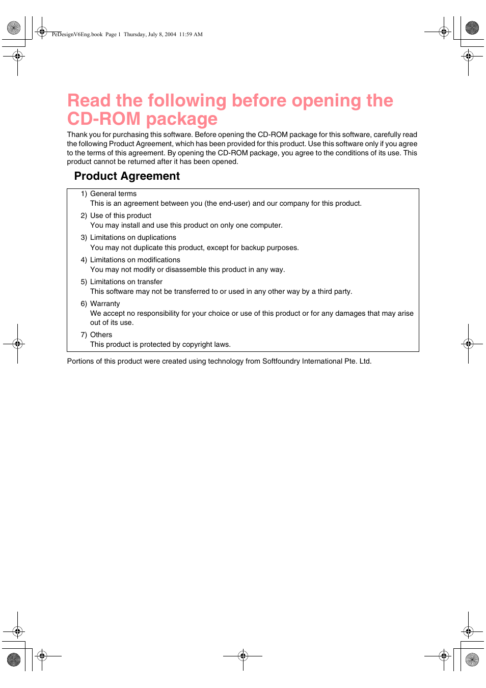 Product agreement | Brother PE-DESIGN Ver.6 User Manual | Page 271 / 272