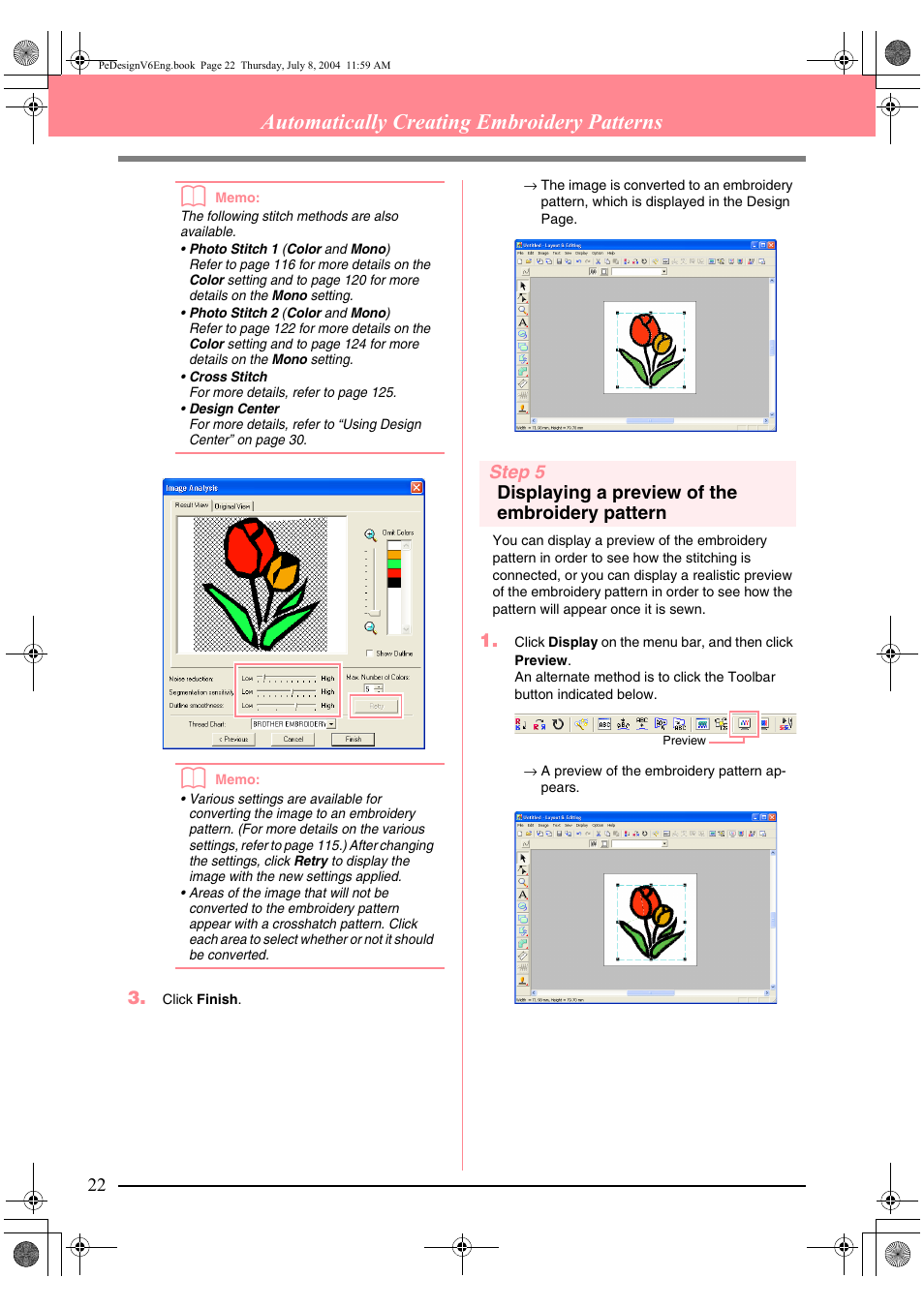 Automatically creating embroidery patterns b | Brother PE-DESIGN Ver.6 User Manual | Page 30 / 272