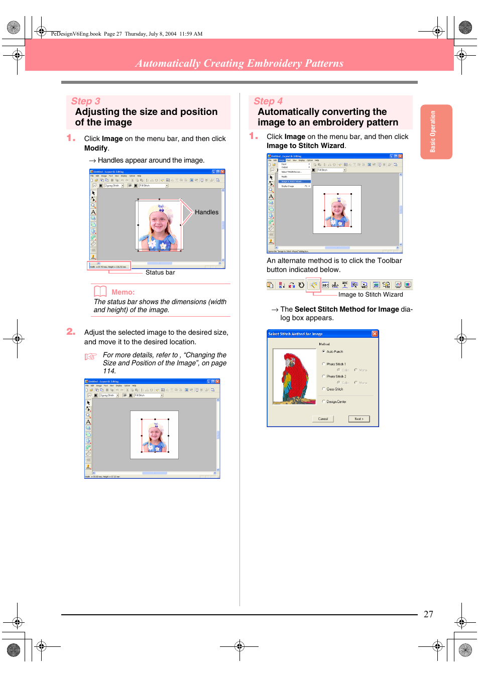 Automatically creating embroidery patterns | Brother PE-DESIGN Ver.6 User Manual | Page 35 / 272