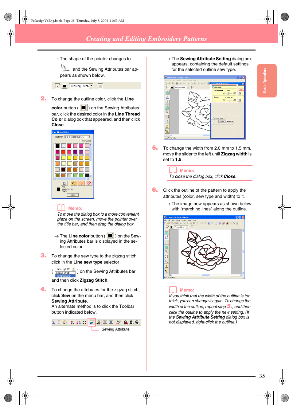 Creating and editing embroidery patterns | Brother PE-DESIGN Ver.6 User Manual | Page 43 / 272
